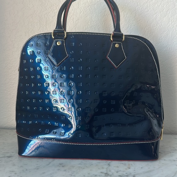 Arcadia Patent Leather Dark Navy Color Bag Italy - Picture 3 of 14